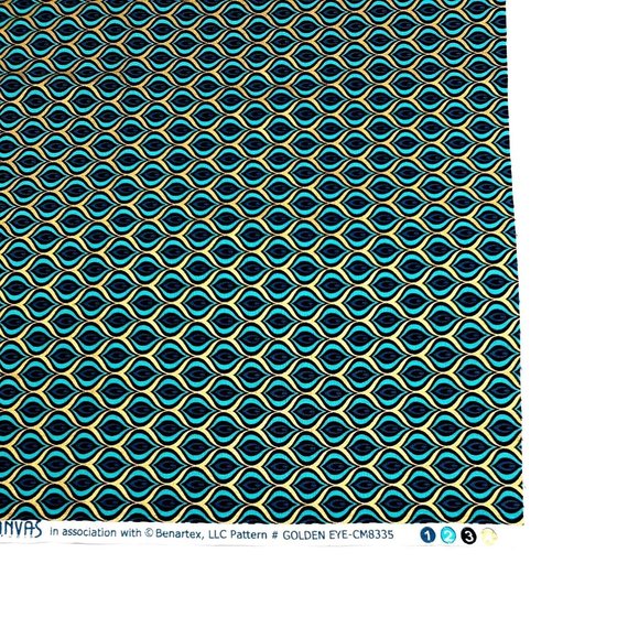 Golden Eye Peacock Teal Fat Quarter Fabric Square 100% Cotton 18" x 21" Minimum - Picture 4 of 7